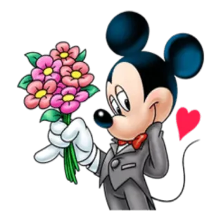 🎂 Mickey Mouse mickey, mouse, flowers, cartoon, disney, love telegram sticker