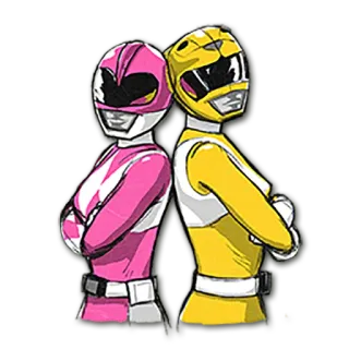 👭 Power Rangers pink ranger, yellow ranger, power rangers, cartoon, helmet, team telegram sticker