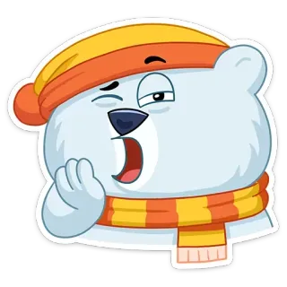 😪 クマ, 漫画, 冬, マフラー, 帽子, 眠い, ウインク telegram sticker