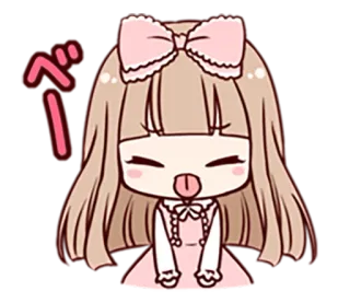 😀 べー 애니메이션, 귀여운, 소녀, 혀, 리본 telegram sticker