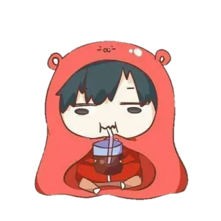 🌟 Anime, Kreskówka, Słodkie, Napój, Chibi, Kawaii, Bluza z kapturem whatsapp sticker