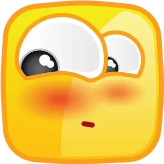 🤗 Emoji, Dibujos animados, Ruborizarse, Amarillo, Cuadrado, Lindo whatsapp sticker