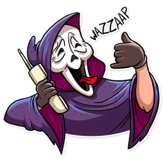 🤙 Ghostface Scream WAZZZAP Ghostface, Scream, Horror, Film, Gruß, Wazzup, Telefon, Cartoon telegram sticker