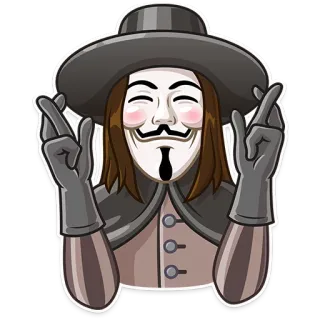 🤞 Guy Fawkes V for Vendetta Guy Fawkes, mask, anonymous, protest, political, revolution telegram sticker