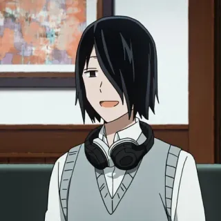 😀 Yu Ishigami Kaguya-sama: Love Is War 애니메이션, 이시가미, 헤드폰, 학생 whatsapp sticker
