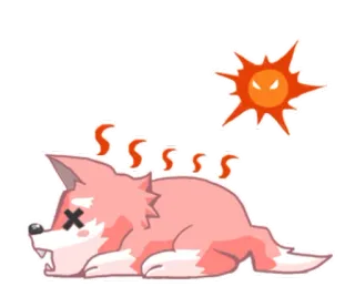 🌞 волк, измученный, солнце, жарко, уставший, мультфильм, животное telegram sticker