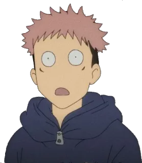 😳 Yuji Itadori Jujutsu Kaisen аниме, в шоке, парень, розовые волосы, Jujutsu Kaisen telegram sticker