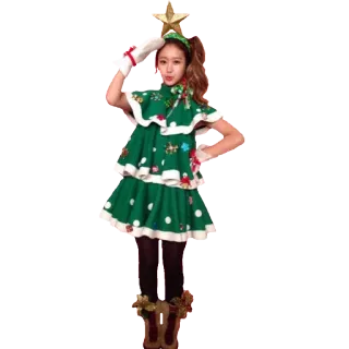 🎄 คริสต์มาส, ต้นคริสต์มาส, ชุดคริสต์มาส, เด็กผู้หญิง, วันหยุดฤดูหนาว, รื่นเริง, การเฉลิมฉลอง telegram sticker