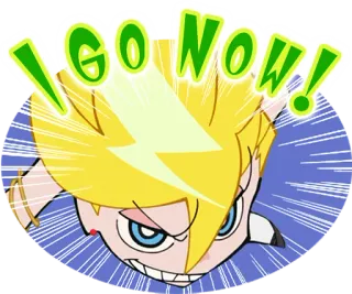 💪 I GO NOW! anime, angry, cartoon, motion, lightning, blonde telegram sticker