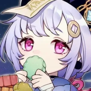😋 Qiqi Genshin Impact Qiqi, Genshin Impact, personagem de videogame, fofo, comendo whatsapp sticker