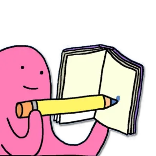✏ 漫画, イラスト, ピンク, 文字, 鉛筆, ノート, キャラクター telegram sticker