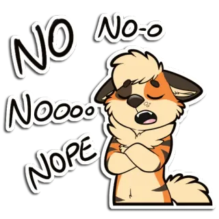 👎 NO No-o Noooo NOPE furry, feline, tiger, denial, refusal, no, annoyed, cartoon telegram sticker