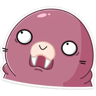 👀 morsa, dibujo animado, animal, lindo, gracioso, personaje, criatura marina telegram sticker