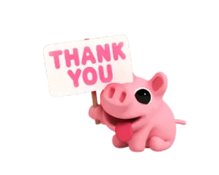 😝 THANK YOU dankjewel, varken, bord, schattig, dier, groet whatsapp sticker