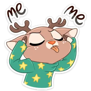 😝 me me กวาง, สัตว์, น่ารัก, ตลก, ลิ้น, การ์ตูน telegram sticker