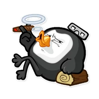 🚬 penguin, cartoon, cigar, smoking, character telegram sticker