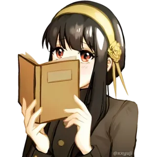 😳 Yor Forger Spy × Family yor forger, spy x family, anime, libro, donna, cartone animato telegram sticker