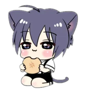 🫐 gatto, anime, biscotto, carino, kawaii, neko, chibi, gattino telegram sticker