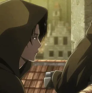 🗿 Levi Ackerman Attack on Titan Anime, Atak Tytanów, Levi, Levi Ackerman, Bluza z kapturem, Przemoc, Wojsko, Gest telegram sticker