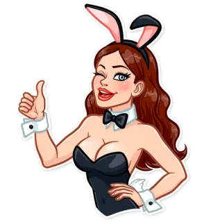 👍 кролик, женщина, девушка, плейбой, сексуальный, подмигивание telegram sticker