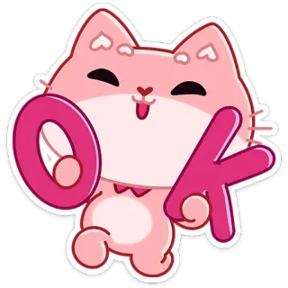 👌 OK кот, ок, милый, одобрение, розовый, каваий telegram sticker