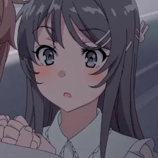 😳 Mai Sakurajima Rascal Does Not Dream of Bunny Girl Senpai anime, Bunny Girl Senpai, Mai Sakurajima, schattig, meisje, cartoon telegram sticker
