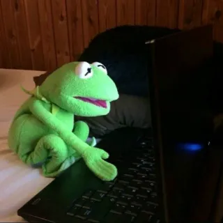 🐸 Kermit Kermit la Rana, Burattino, Muppet, Computer, Laptop, Internet, Rana telegram sticker