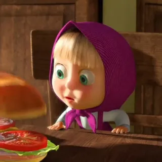 😄 Masha Masha and the Bear мультфильм, еда, сэндвич, девочка, Маша и Медведь telegram sticker