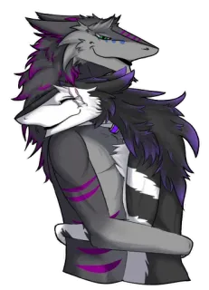 🤗 Furry, Anthro, Przytulanie, Uczucie, Miłość, Wilk telegram sticker