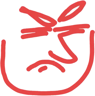 😑 visage en colère, rouge, expression, dessin animé, illustration whatsapp sticker