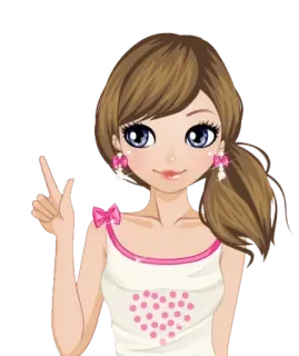 💁 dessin animé, fille, rose, mignon, nœud whatsapp sticker