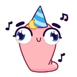 🤩 蠕虫, 派对, 庆祝, 音乐, 可爱 telegram sticker