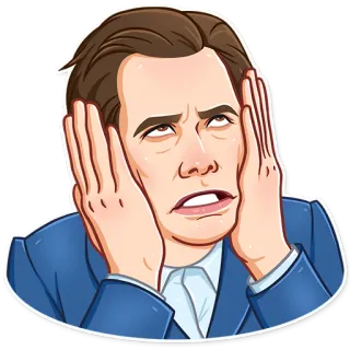 😬 man, face, expression, blue suit, distress telegram sticker