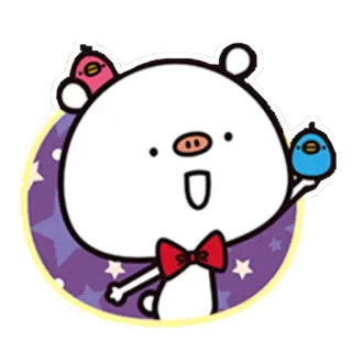 😀 Cartone animato, Animale, Orso, Carino, Personaggio, Uccelli, Papillon telegram sticker