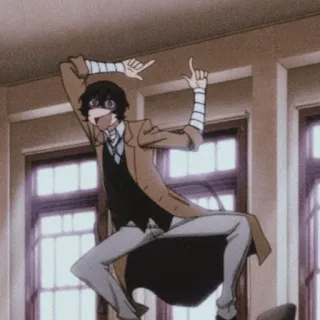 📺 Osamu Dazai Bungo Stray Dogs Anime, Personnage, Bungo Stray Dogs, Osamu Dazai, Drôle, Danse telegram sticker
