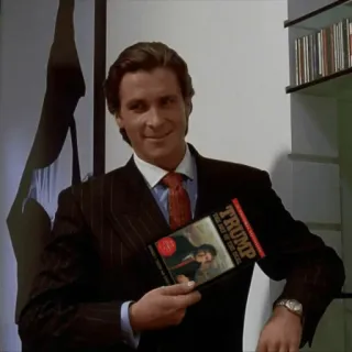 😉 Patrick Bateman American Psycho TRUMP THE ART OF THE DEAL Politik, Donald Trump, Buch, Patrick Bateman, American Psycho, Art of the Deal whatsapp sticker