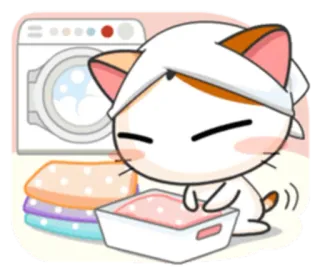 🧺 cat, laundry, washing machine, cute, animal, domestic telegram sticker