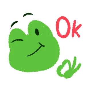 😉 Ok rana, ok, occhiolino, carino, cartone animato, animale whatsapp sticker