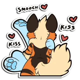 😍 SMOOCH KISS KISS furry, feline, cat, kiss, affection, love, hearts, cute, cartoon telegram sticker