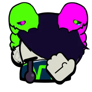 😞 character, cartoon, neon, sad, anime telegram sticker