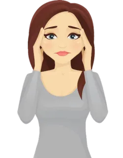 😟 Frau, Kopfschmerzen, traurig, Stress, verärgert, besorgt whatsapp sticker
