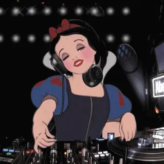 ⛄️ Snow White 백설공주, DJ, 턴테이블, 음악, 헤드폰 telegram sticker