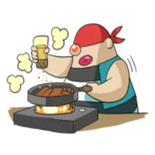 🍳 memasak, koki, makanan, dapur, kartun, berondong, kompor whatsapp sticker