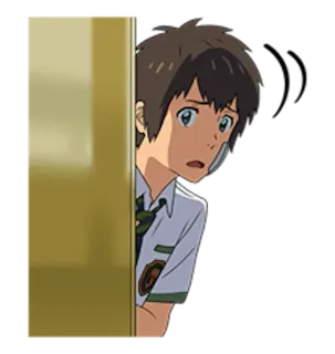 😣 Taki Tachibana Your Name anime, character, looking, taki tachibana, your name, cute, worried, peeking telegram sticker