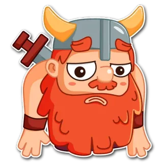 😔 viking, casque, dessin animé, épée, triste, barbe whatsapp sticker