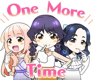 ☝️ One More Time naklejka, jeszcze raz, słodkie, kreskówka, animacja, kawaii telegram sticker