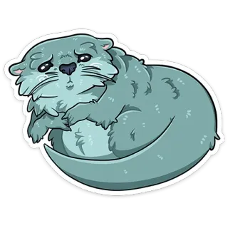 😒 otter, animal, cute, cartoon, sad, mammal telegram sticker