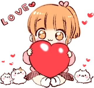 ❤️ LOVE amour, cœur, mignon, kawaii, animé, dessin animé, Saint-Valentin telegram sticker