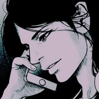 ♾ donna, telefono, chiamata, ritratto, manga, anime, illustrazione whatsapp sticker