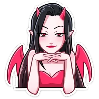 🙂 diable, démon, animé, cornes, fantaisie, ailes, autocollant whatsapp sticker